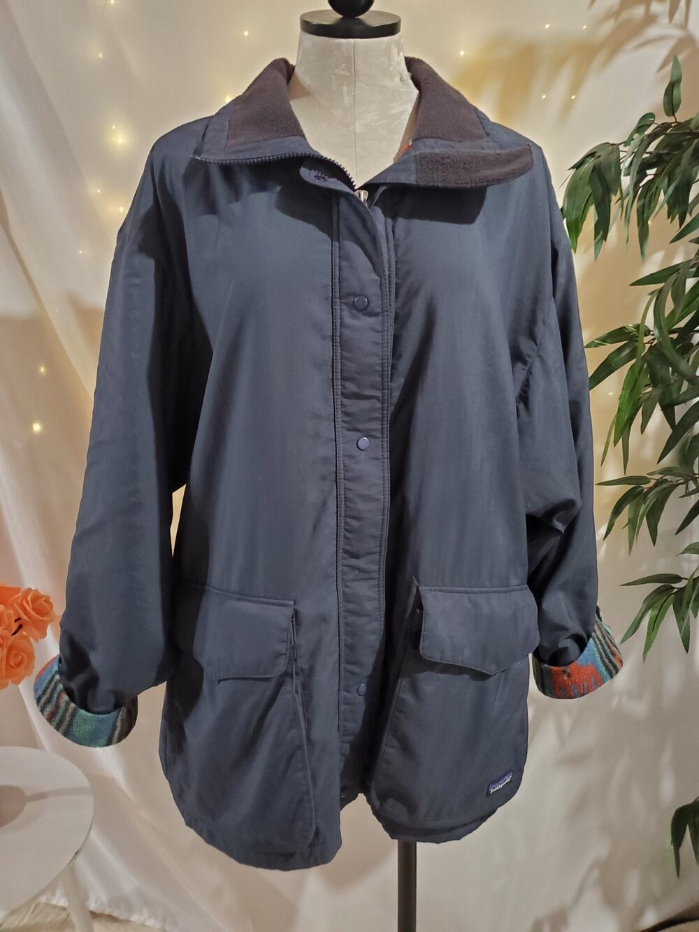 Patagonia Vtg 90s Southwest Aztec Fleece Lined Softshell Jacket Womens Size L - Picture 1 of 16